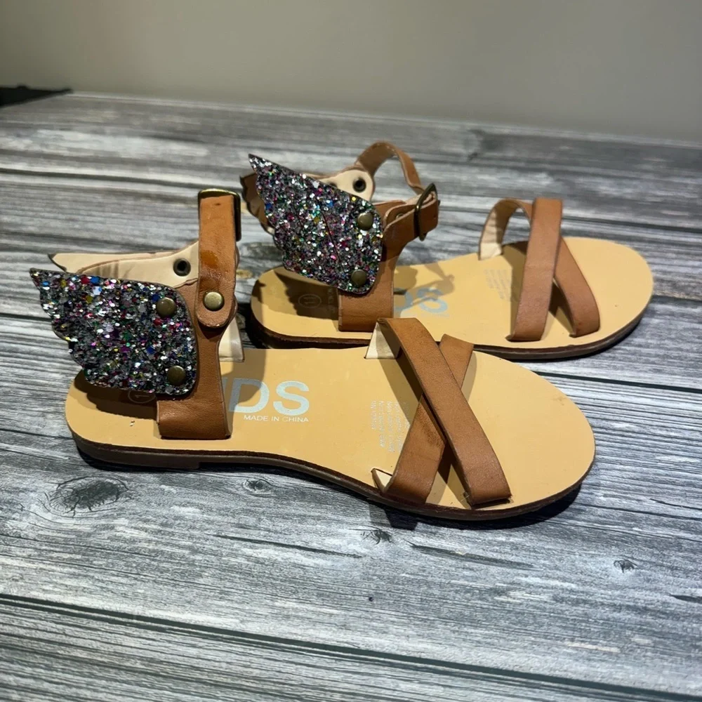 Cotton On Angel Wing Sandals Toddler Girl Size 11 Glitter Fairy Boho Shoes